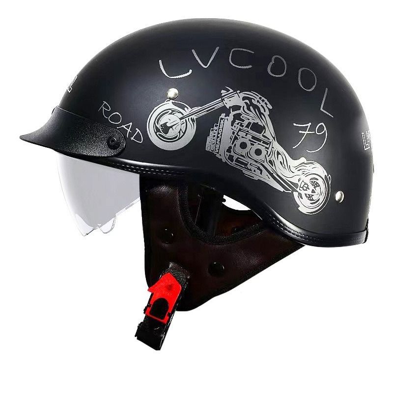 M ダックテールヘルメット バイザー付 マットブラック 半帽 キャップ型 