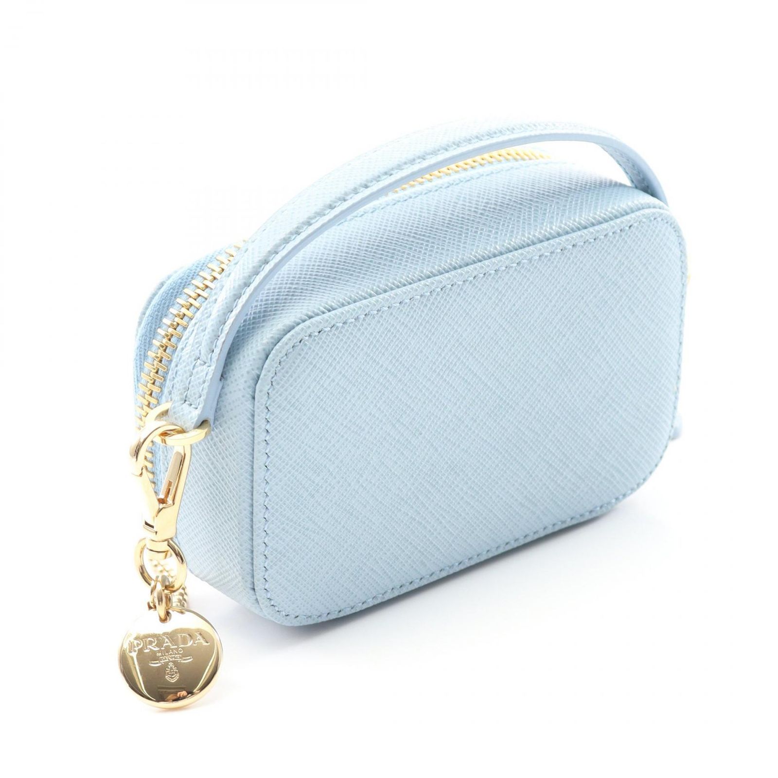 プラダ PRADA サフィアーノトライアングル ミニポーチ ショルダーバッグ バッグ サフィアーノレザー レディース ブルー系 1NR025 【中古】 プラダ PRADA ショルダーバッグ サフィアーノトライアングル