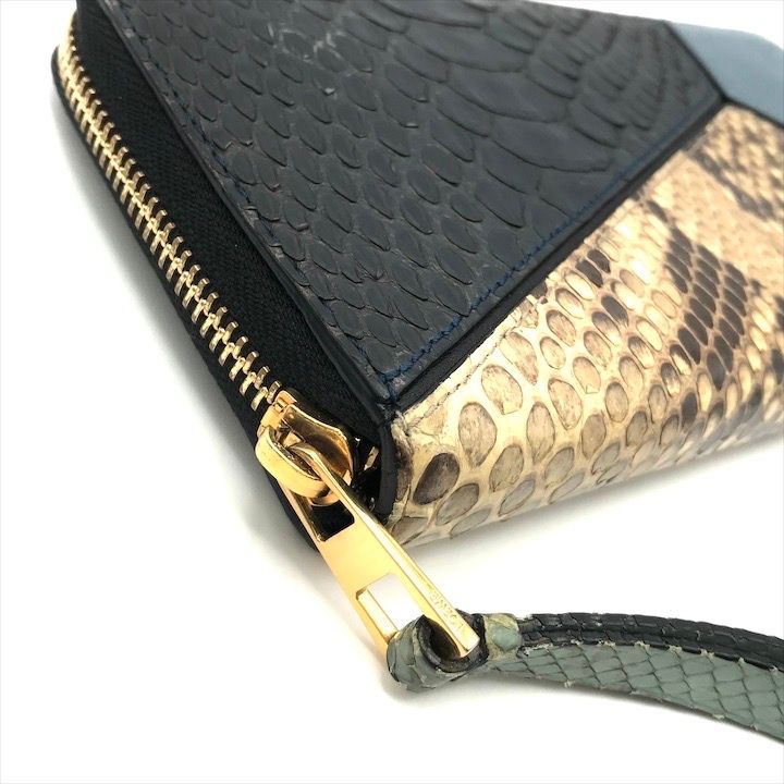 【極美品 箱付き】ロエベ　パズル　長財布　ラウンドファスナー　アナグラム 美品 LOEWE ロエベ パズル アナグラム レザー パイソン ラウンド