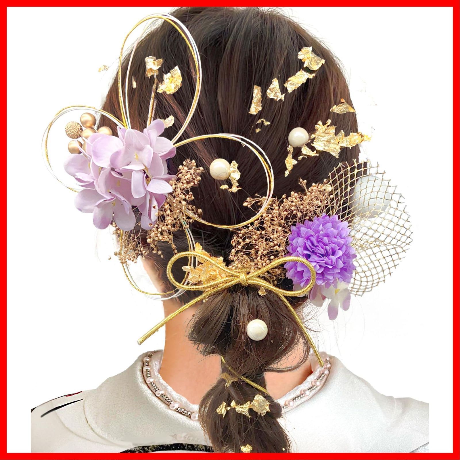 [新品・未使用]成人式 髪飾り 花 【10色展開】 ドライフラワー 七五三 浴衣 髪飾り20点セット 袴 着物 振袖 [JZOON] 和装 卒業式 結婚式