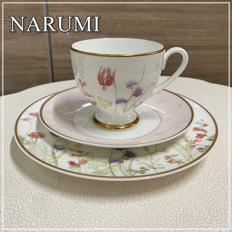 NARUMI メイフィールド カップ＆ソーサー デザート皿 トリオセット 花柄 ピンク 金彩 オシャレ ケーキ皿 プレート ナルミ Mayfield  ボーンチャイナ 【RU0816-4】 - メルカリ