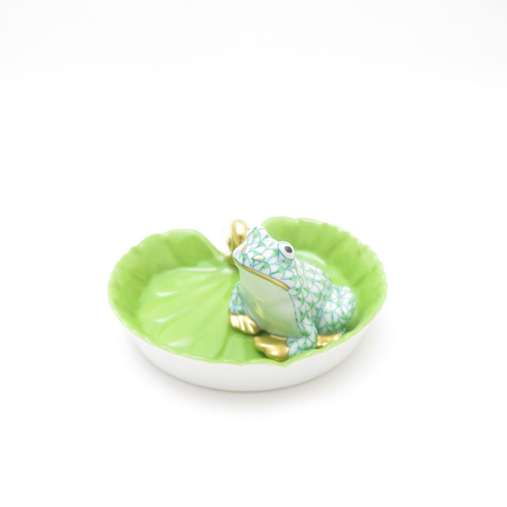 Herend ヘレンド フィギュリン ロータスディッシュ 2点 セット カエル 蛙 7cmプレート 小皿 トレイ SM4670A3