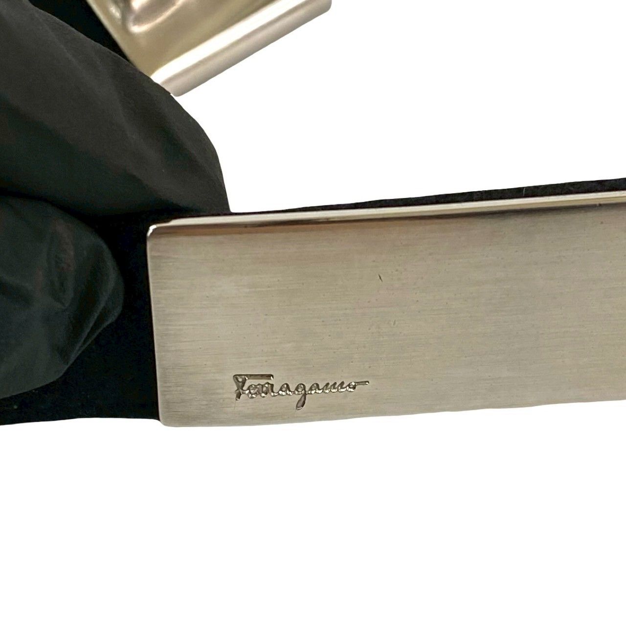 Salvatore Ferragamo サルヴァトーレフェラガモ ガンチーニ 金具 ベロア レザー ベルト アクセサリー レディース ブラック 134-2