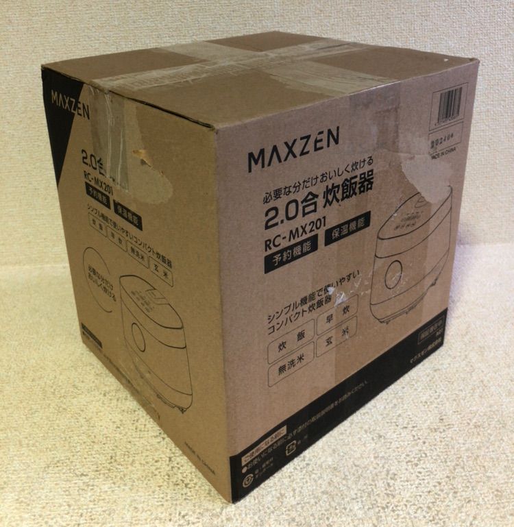 C9142◆MAXZEN 炊飯器 二合炊き ホワイト RC-MX201