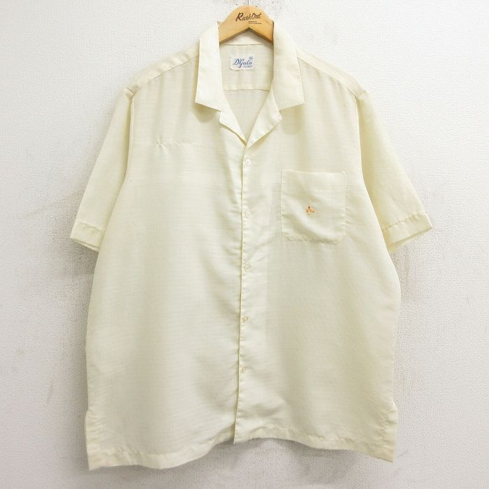XL/古着 半袖 ビンテージ シャツ メンズ 60s 大きいサイズ 開襟 オープンカラー 生成り spe 24aug05 中古 トップス