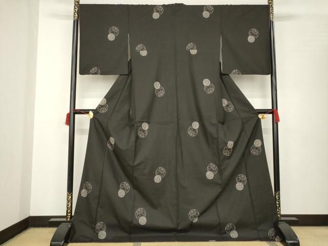 平和屋着物▽上質な紬 単衣 鴇鼠色 正絹 逸品 AABA7911jh