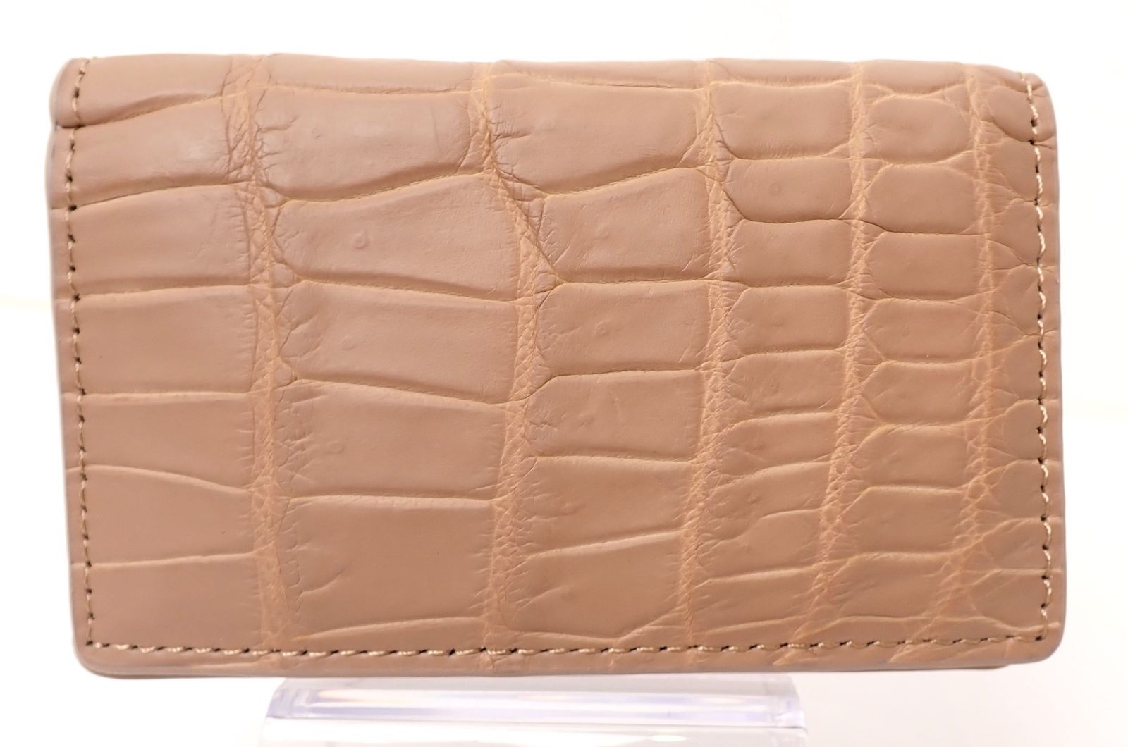 箱付き 定価12万 新品 ヘンローン クロコ クロコダイル カードケース ベージュ 鰐革 クロコ 名刺入れ 箱付き 定価12万 新品 ヘンローン クロコ クロコダイル カードケース