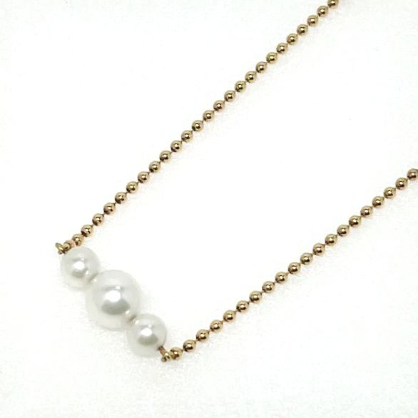 値下げ！MIKIMOTO ミキモト パール ネックレス K18YG 3Pパール 約4.5mm ...