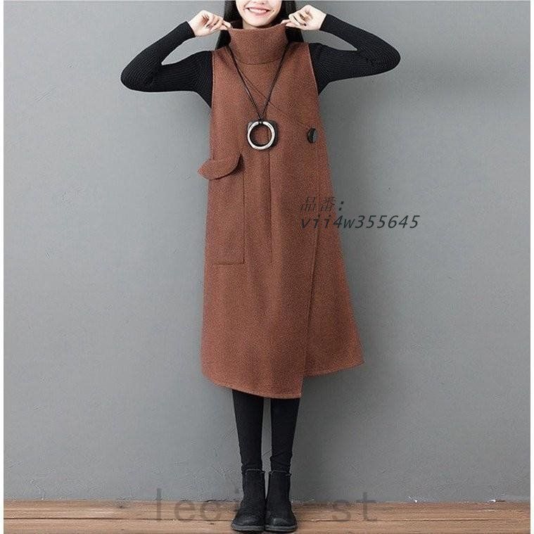 ジャンパースカート ワンピース 厚手 冬物 防寒 きれいめ マキシ丈 レディース 袖なし vii4w355645