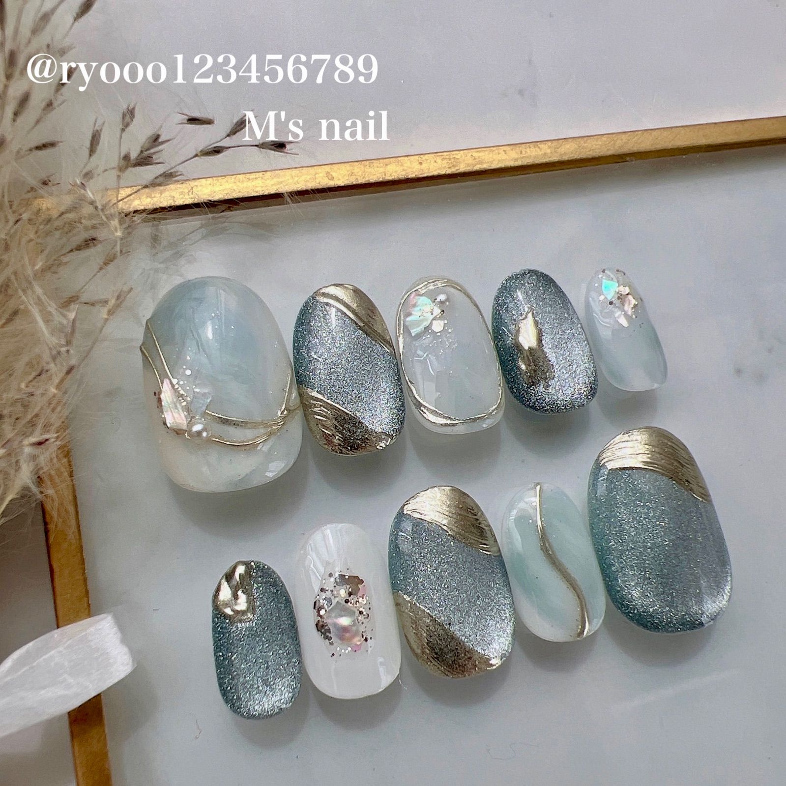 完成品/即決可能/ネイルチップ24枚入り/全サイズ入り/マグネットネイル