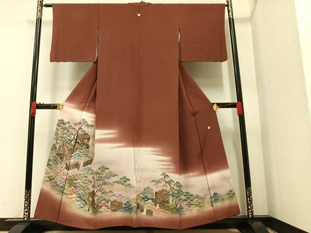 平和屋着物□豪華色留袖 御所車人物風景文 暈し染め 金彩 ロング