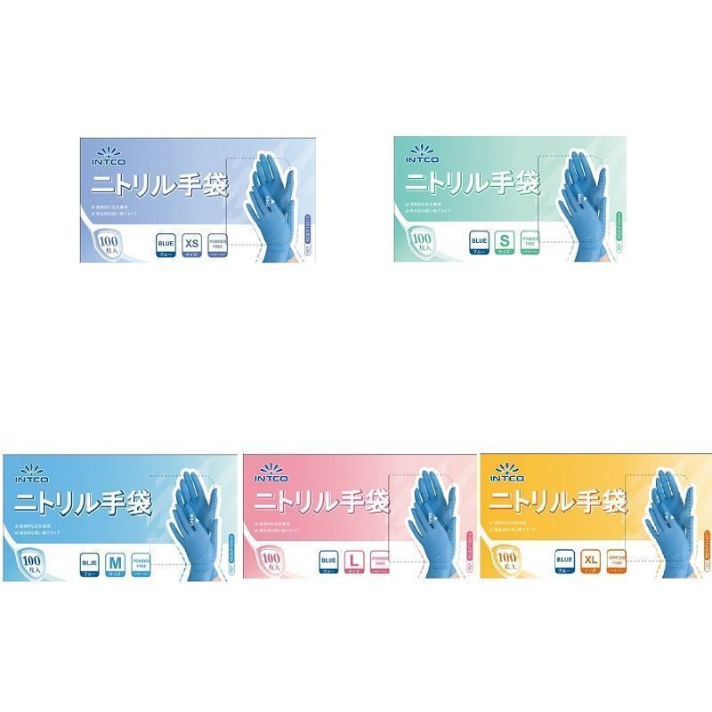 INTCO 合成ビニール手袋 Mサイズ 100枚入り×5箱 ラテックスフリー 手袋