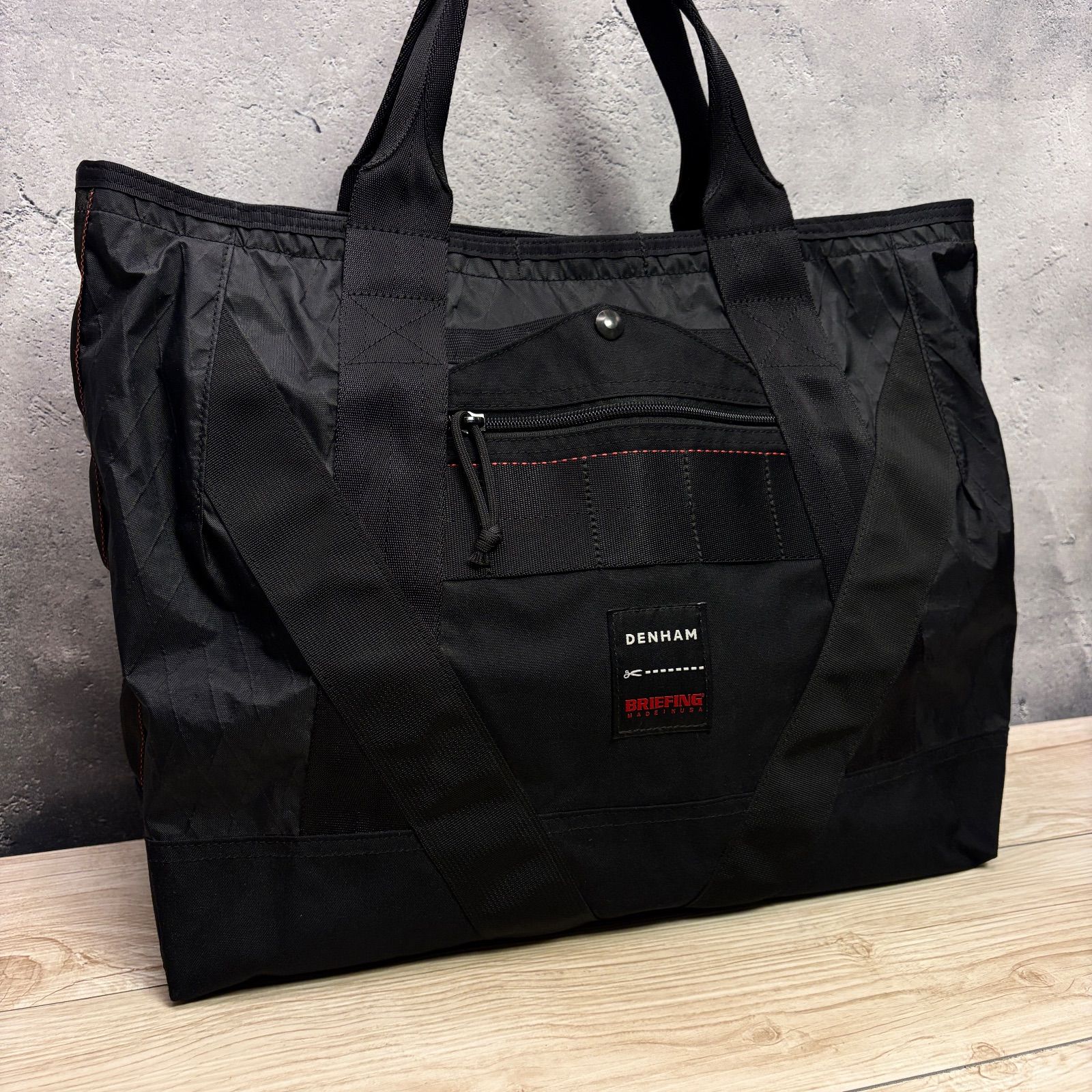 未使用級 ブリーフィング デンハム 7ポイントトート ブラック 通勤 旅行 完売 ✨DENHAM×BRIEFING コラボ 7POINT TOTE✨ 美品 ブラック バリ