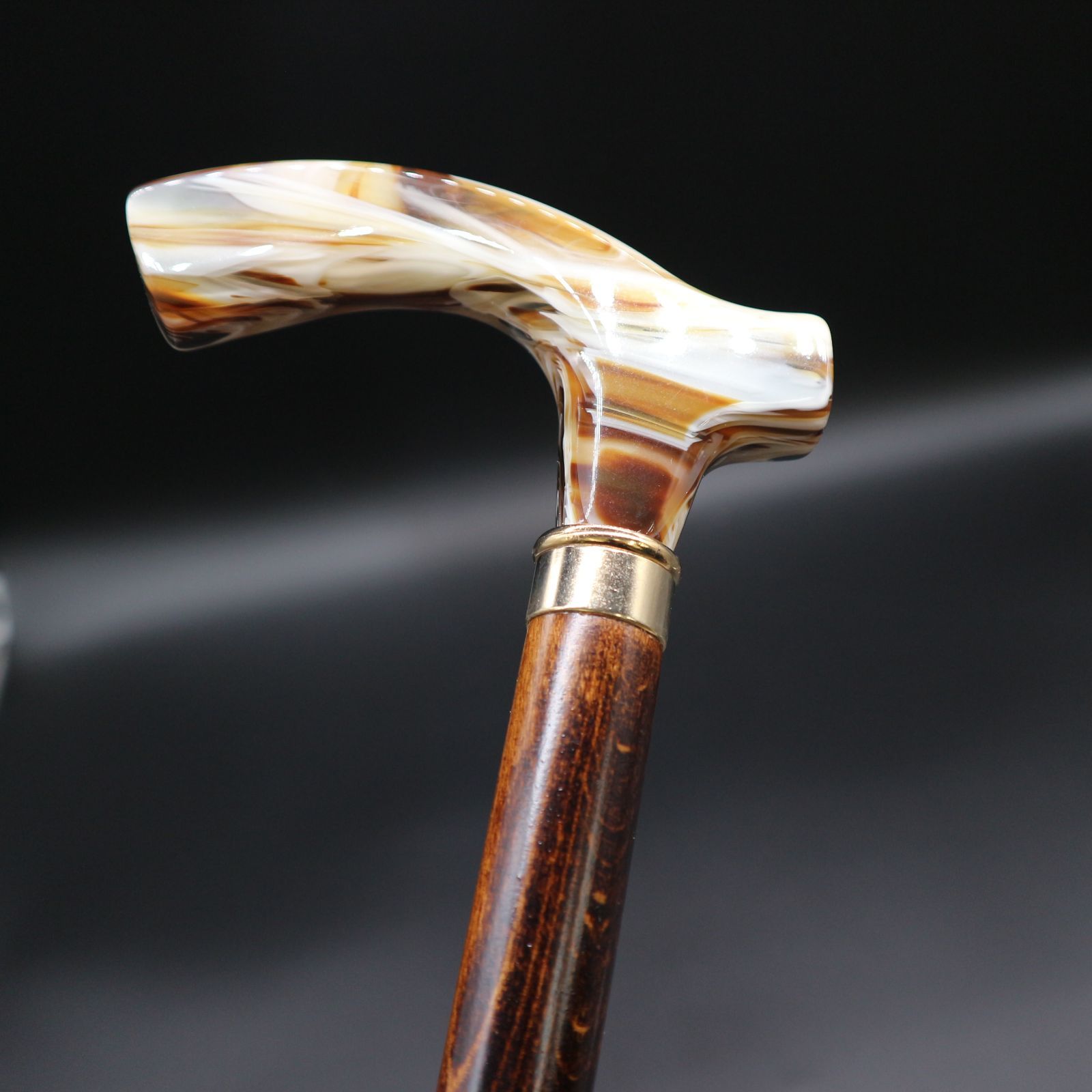 木製杖 持ち手：アクリル（マーブル模様） スペイン製 【公式通販】