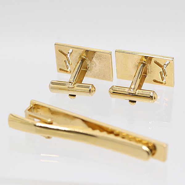 セット販売　イヴサンローラン　ネクタイピン　カフス　YSL　ゴールド 中古】未使用品 イヴサンローラン サンローラン YSL ネクタイ