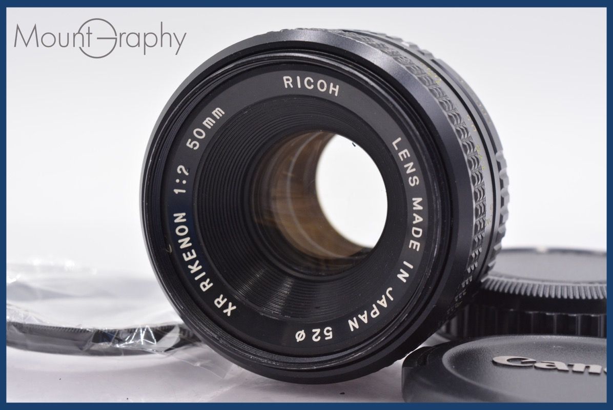 リコー RICOH XR RIKENON 50mm F2 前後キャップ-レンズフィルター付 ペンタックスK用 MF 完動 同梱可 mj4981