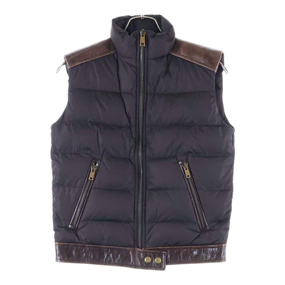PRADA プラダ トライアングルロゴプレート レザースイッチング ダウンベスト ブラウン 29X536 S132 Q04