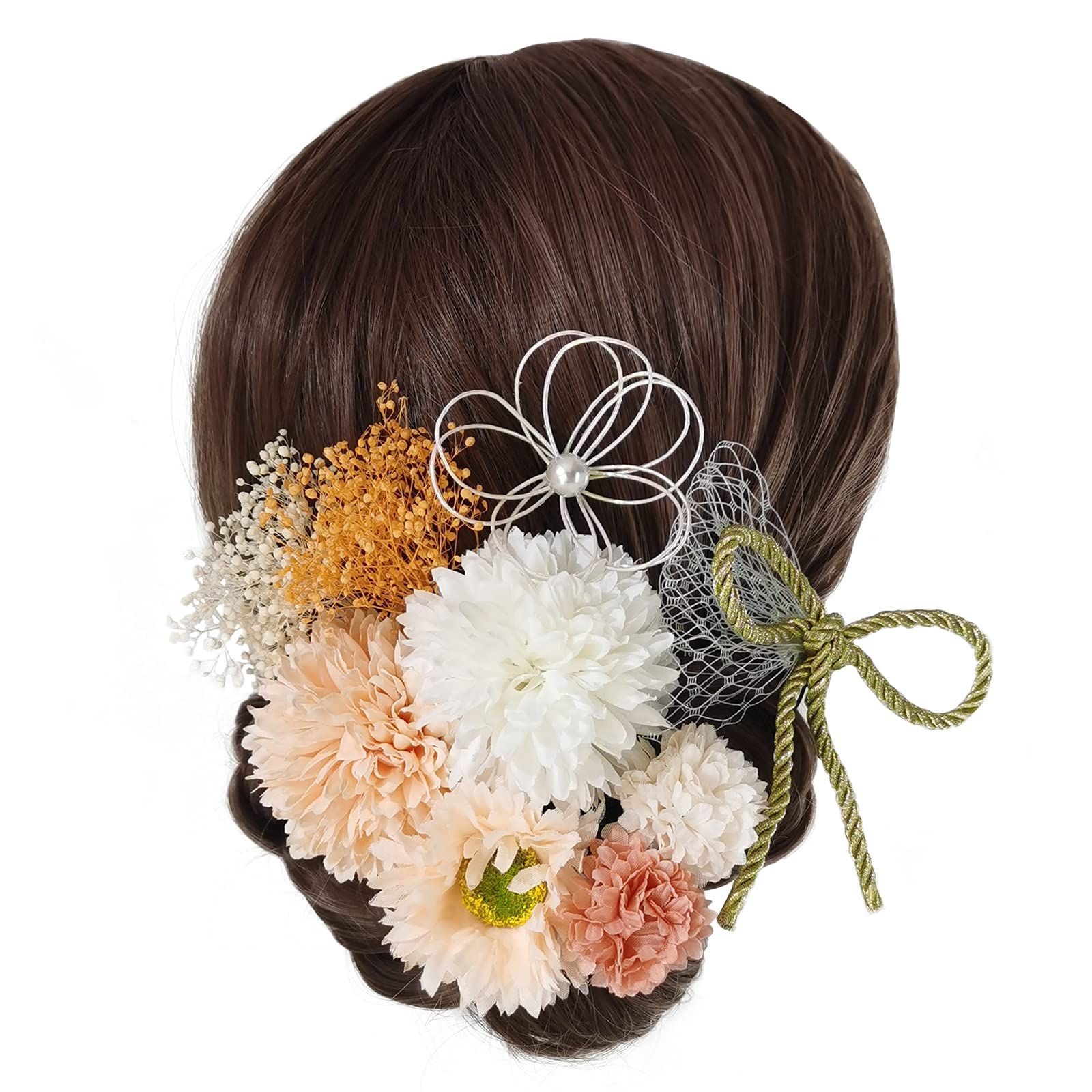 3点セット 七五三 卒業式 入学式 結婚式 成人式 振袖 着物 4カラー 袴 浴衣 ヘアアクセサリー 造花 和装 髪飾り 髪飾り 花飾り成人式 [QianYang]