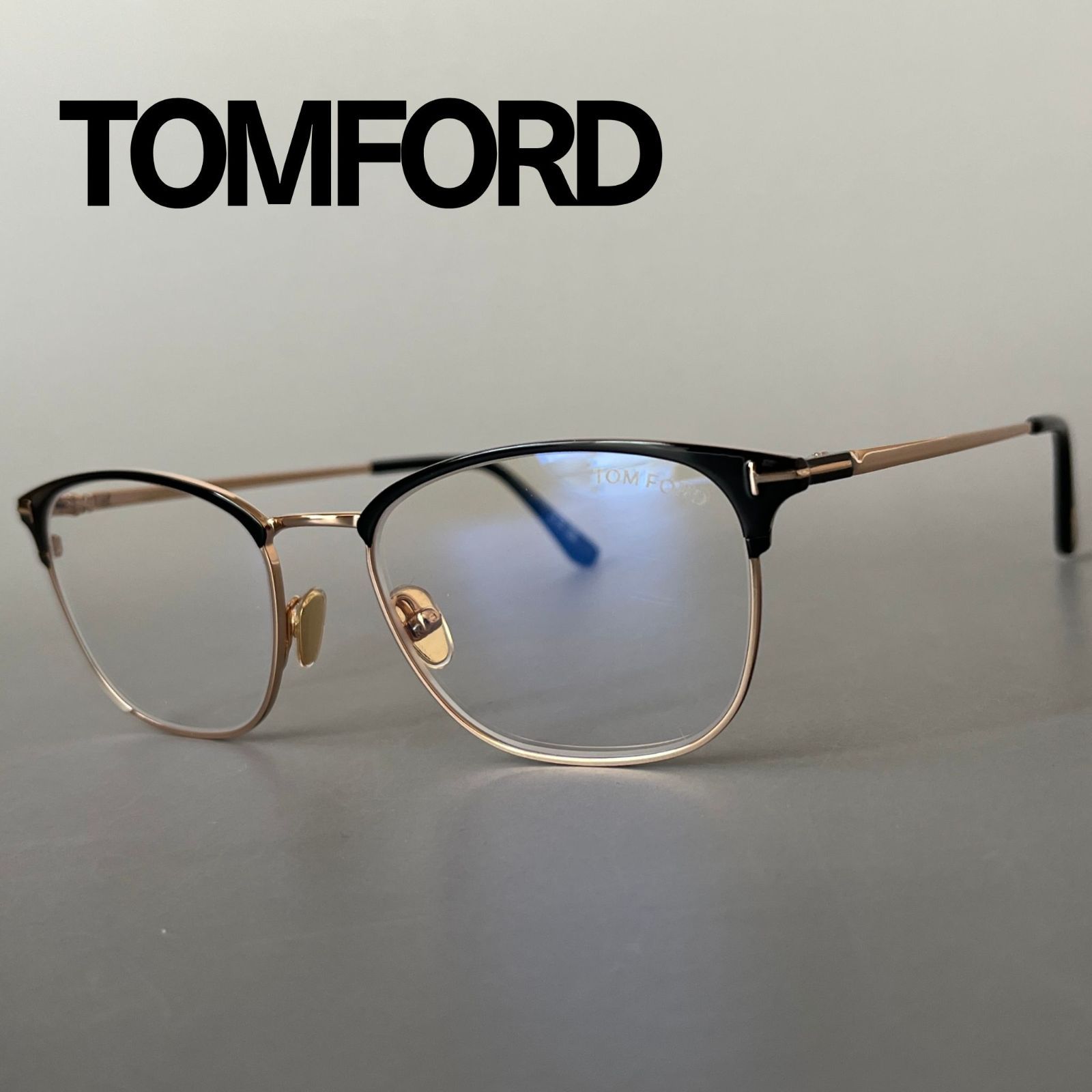 トムフォード メガネ TOM FORD メンズ レディース ボストン ブルーライトカット 眼鏡 ブラック ゴールド メタル 黒 金 高品質