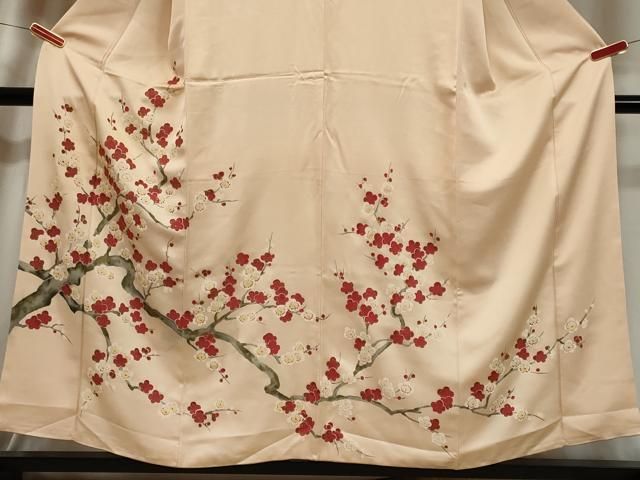 平和屋着物○訪問着 作家物 紬地 手書き 枝梅文 金彩 正絹