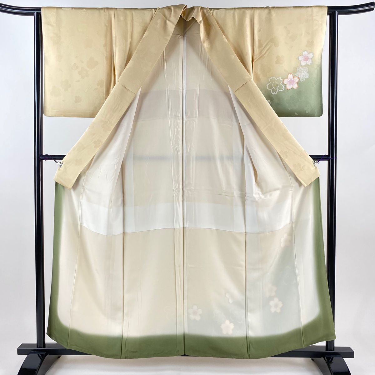 付下げ 身丈157.5cm 裄丈62cm S 袷 桜 地紋 染め分け ぼかし 薄