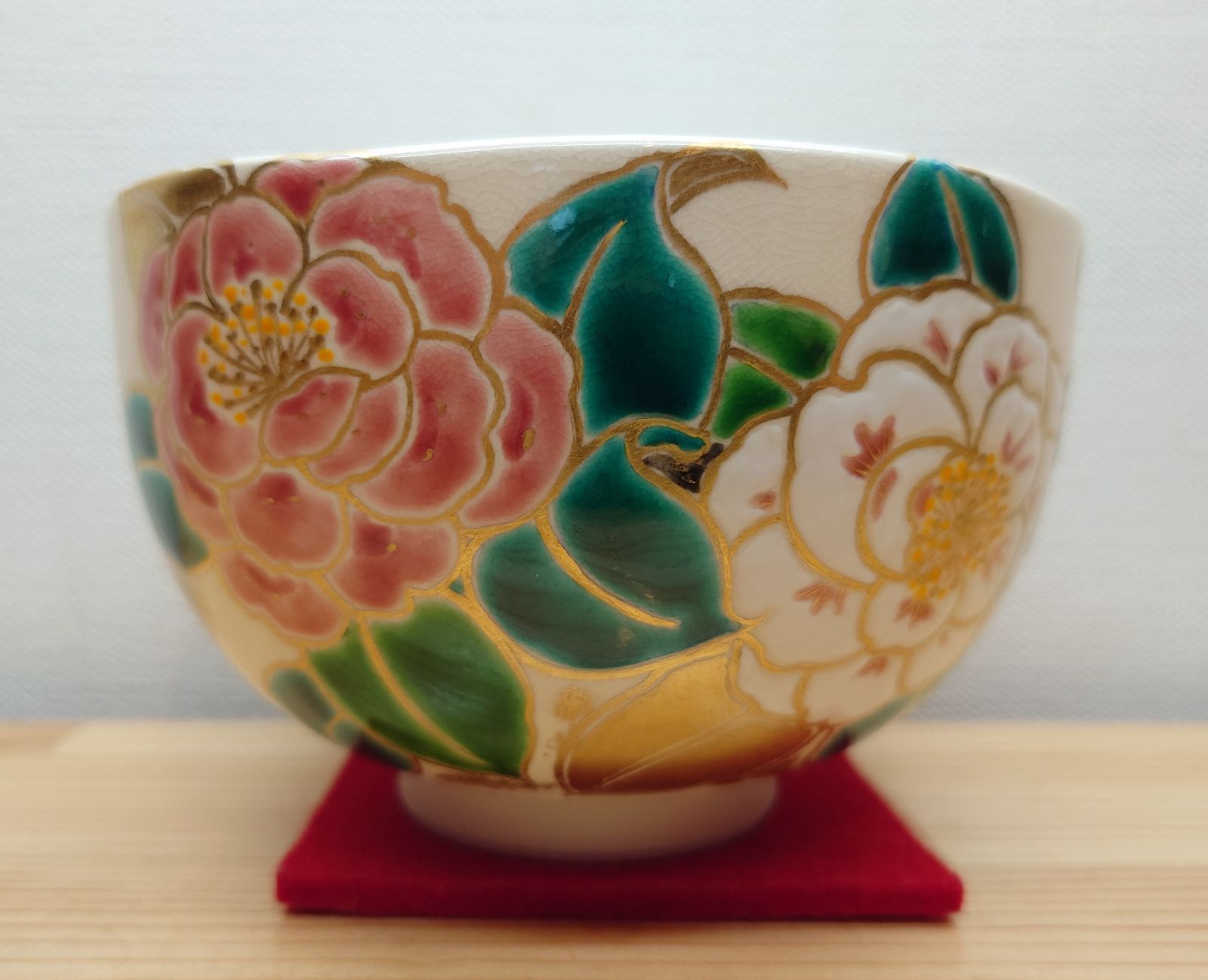 逢絢亭 茶道具 茶碗 京焼 仁清 八重椿 文月和香 共箱入り