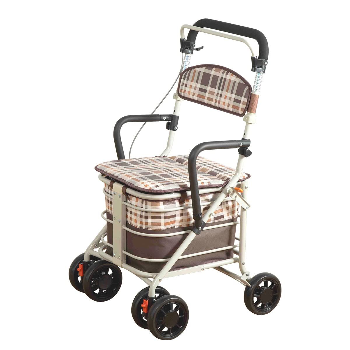 楽々健 シルバーカー ラクーノ ワゴン 福祉用具専門相談員 開発監修高さ86 91cm 2段階調整 買い物 カート ショッピングカート 大容量 バッグ 座面付き お買い物 お散歩 折り畳み 畳める 座れる ブレーキ 安全 シニア 休憩 収納