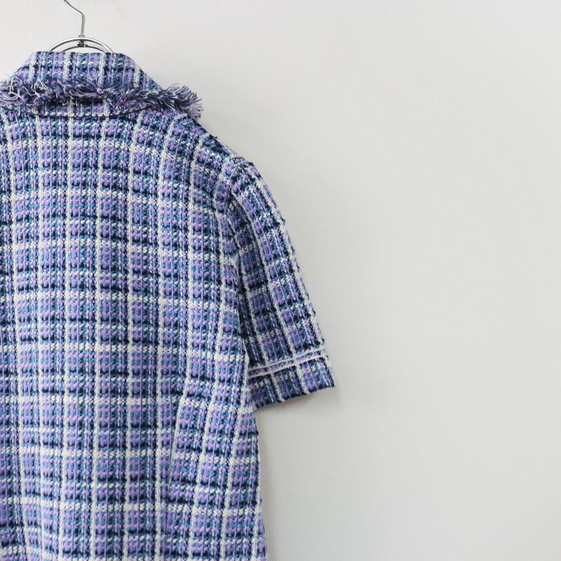 サンドロ SANDRO PARIS 2022AW Short Tweed Dress In Blue ツイード