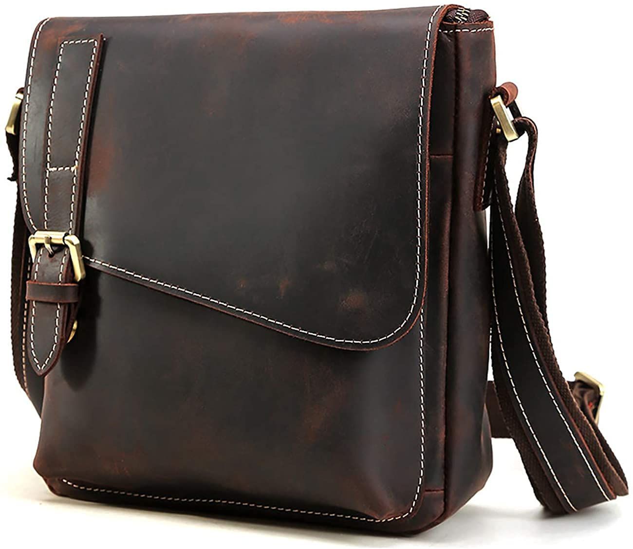 ブラウン Masa Kawa 雅革 本革 ショルダーバッグ メンズ レザー 斜め掛けバッグ メッセンジャーバッグ 通勤 通学 旅行 育てる革鞄 ワインレッド ブラウン