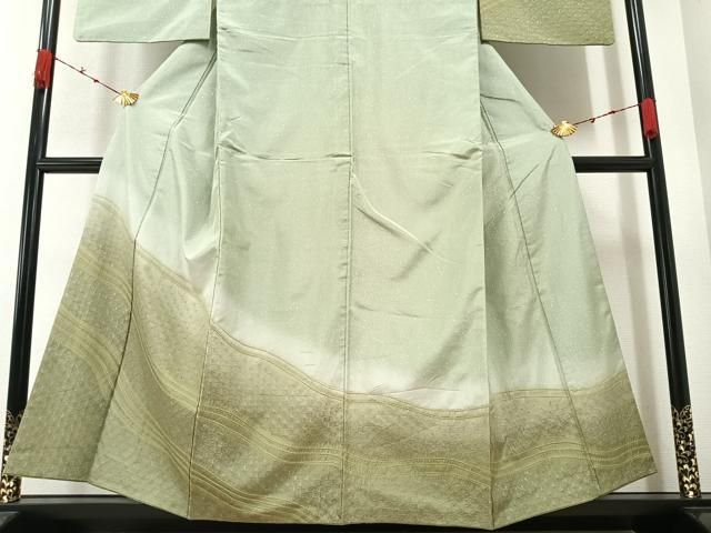 平和屋着物▽本場大島紬 単衣 麻の葉間道 正絹 逸品 BAAS8030yc