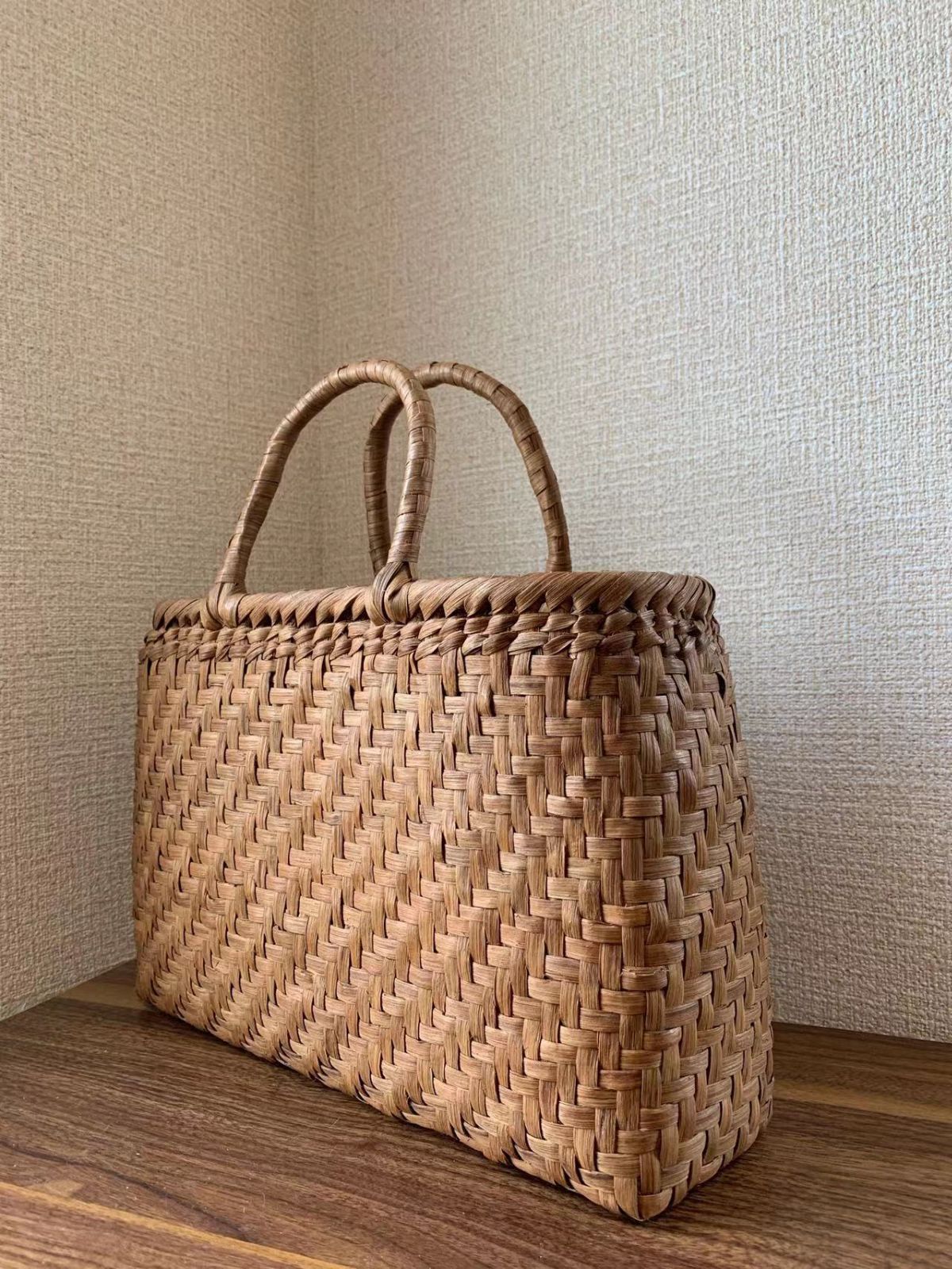 山葡萄 手作り 山葡萄かごバッグ 籠バッグ 網代編み 定番 内布あり