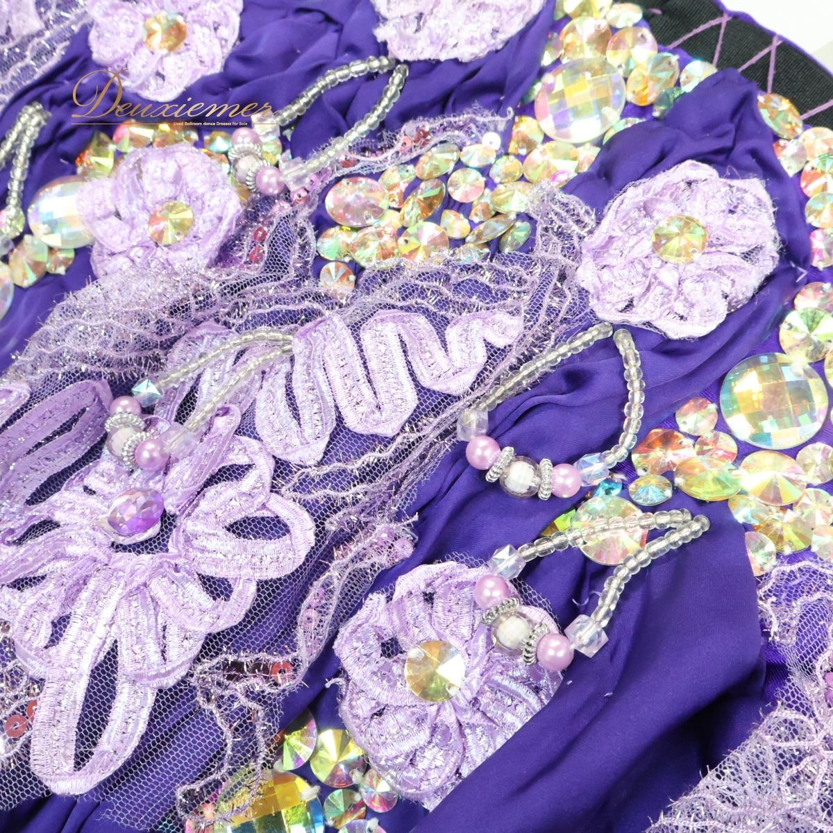 ベリーダンス オリエンタル 衣装 Queen エジプト製 紫 花柄