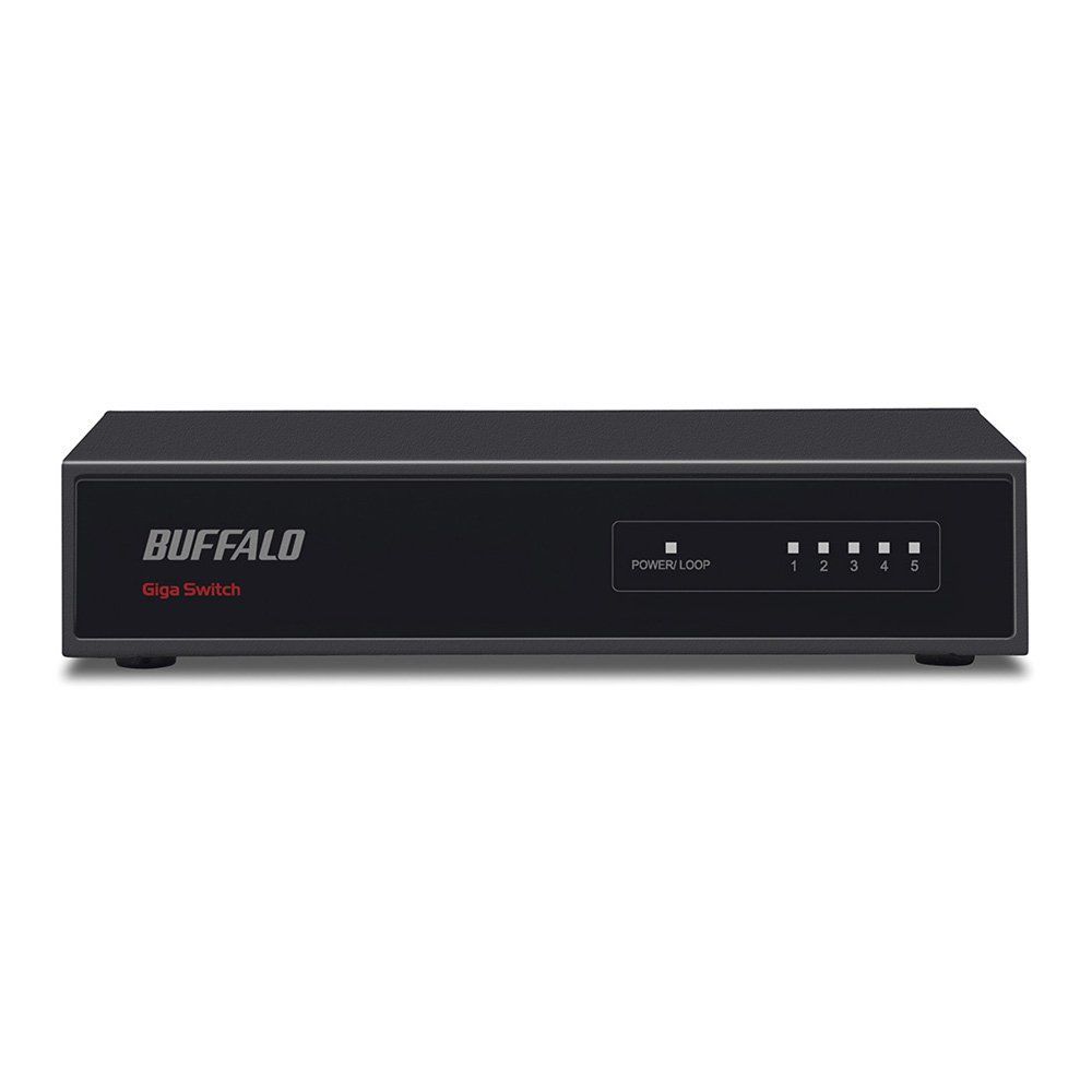 BUFFALO Giga対応 金属筺体 電源内蔵 5ポート ブラック スイッチングハブ LSW4-GT-5NS|BK