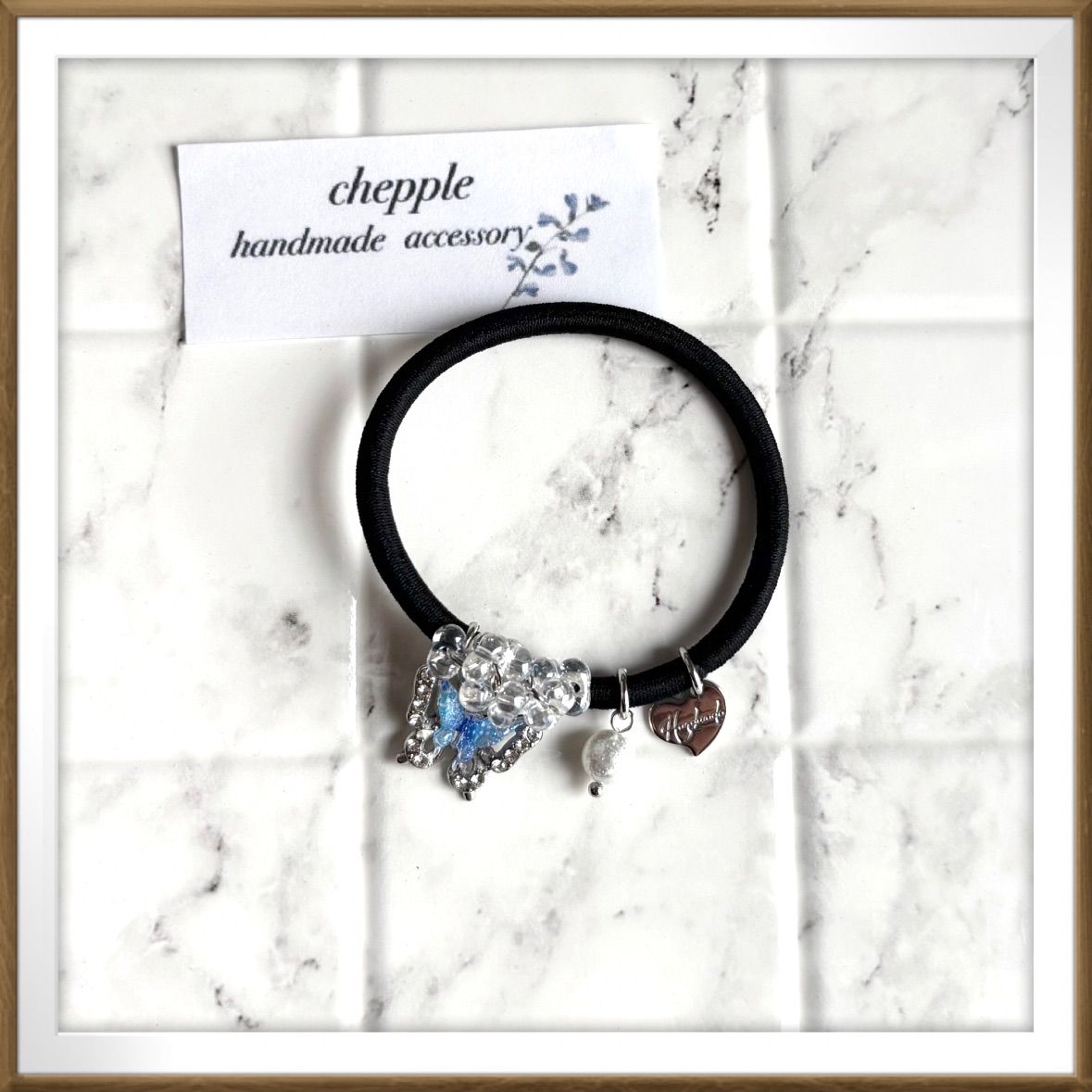 No.1529 ハンドメイドヘアゴム じゃらじゃらヘアゴム 蝶々のヘアゴム