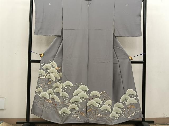 平和屋着物□豪華色留袖 駒刺繍 浜松文 金彩 正絹 逸品 未使用