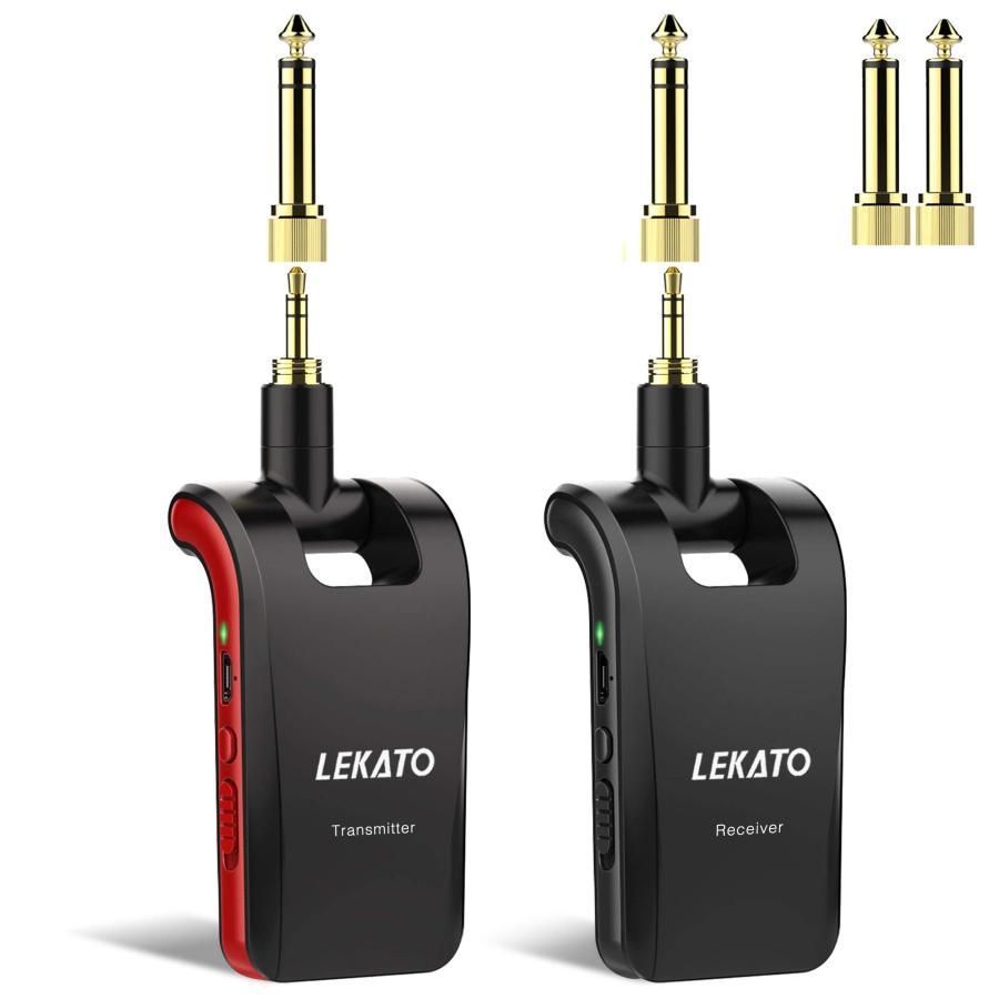 ギターワイヤレスシステム 送受信機 プリアンプ 3.5mmと6.35mmステレオとモノラルプラグ付き エレキギター ギターに直接プラグ イン エレキ