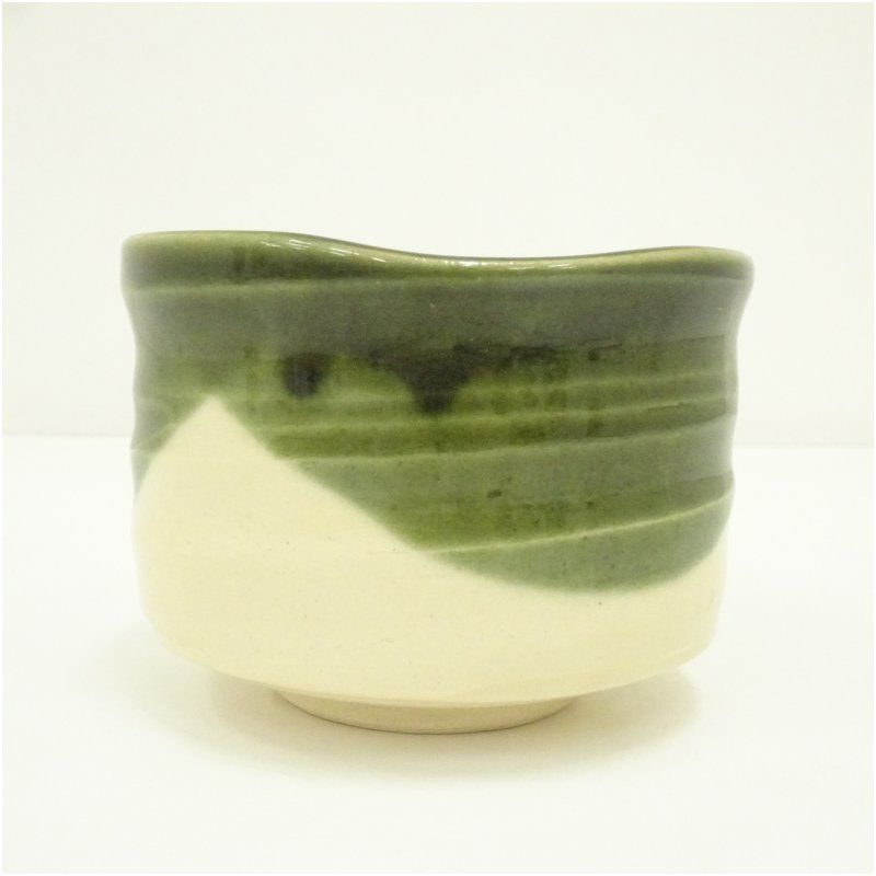 市川染五郎絵付 織部茶碗（共箱） 茶道 抹茶 おしゃれ 抹茶茶碗 抹茶碗