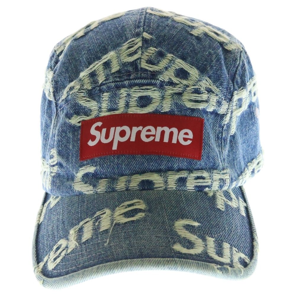 【美品】Supreme Frayed Logos Denim Camp Cap Supreme Frayed Logos Denim Camp Cap Black - SS21 - US