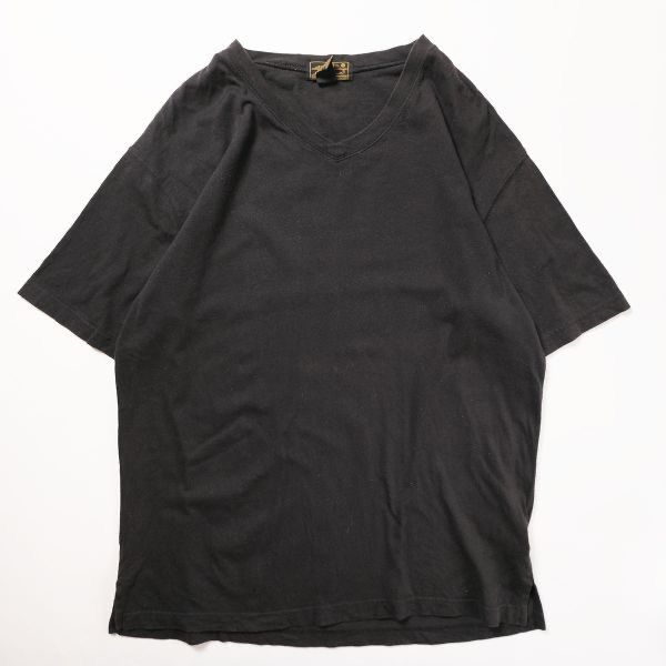 80's 黒タグ エディーバウアー Vネック コットン Tシャツ 黒 (M