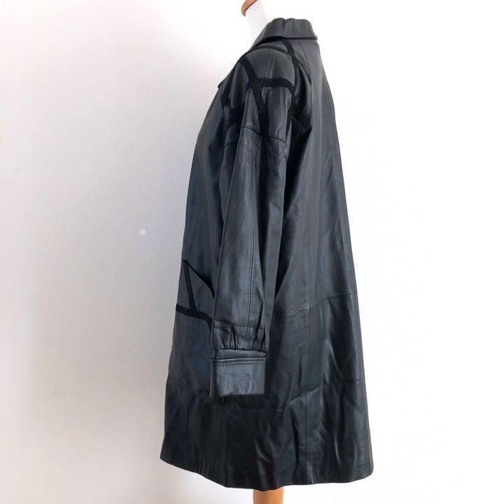 タグ付き LUXURY ラムレザーコート スペイン製 昭和レトロ 黒