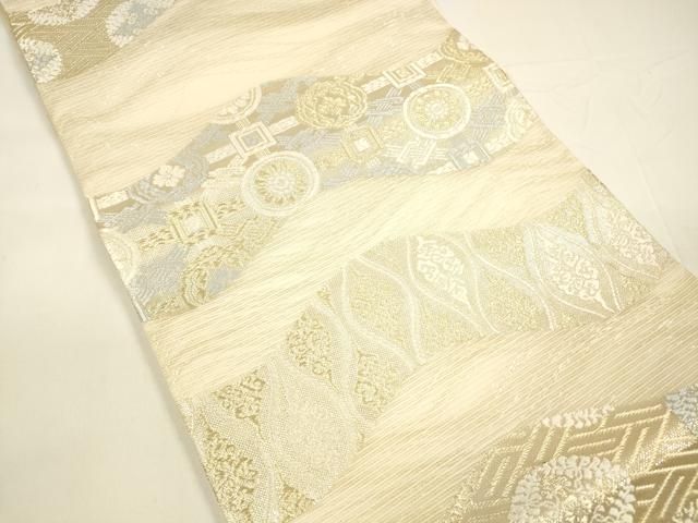 平和屋着物*夏物 六通柄袋帯 唐織 抽象花文 金糸 正絹 DAAY8146cm