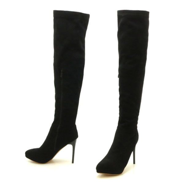 エナメルブラックニーハイブーツ 42サイズ26cm エナメルブラック