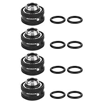  fosa 外径16mmチューブ継手 4個/8個 水冷圧縮継手 密閉リング付き コンピューター水冷システム用 (ブラック 4個) その他