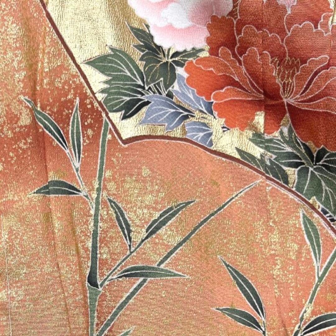 SALEで更にお買得 鳥 花模様 金彩 扇 仮絵羽 黒留袖 未着用 竹 d 043a 着物 五つ紋 着物・浴衣