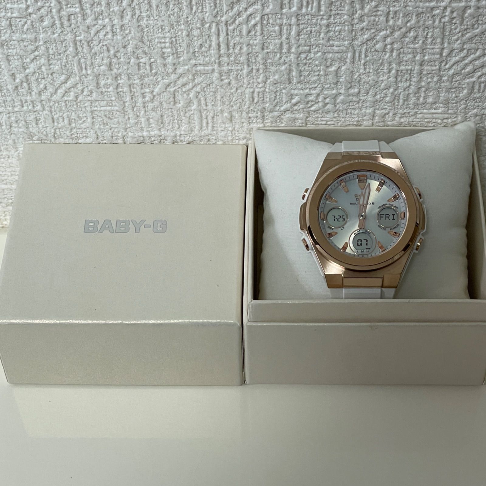 baby-G/ゴールド/デジアナ/電波/ソーラー/MSG-W600G/箱付/美品 BABY-G カシオ ベビーG レディース G-MS 電波 ソーラー 腕時計