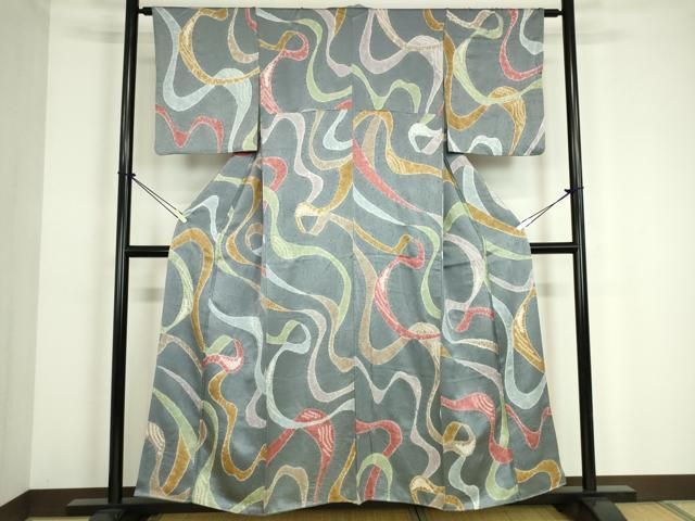 平和屋着物□上質な小紋 絞り 霞文 暈し染め さが美扱い 正絹