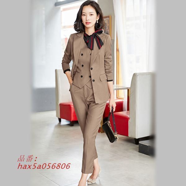 大きいサイズ スーツ OL 卒業式 入学式 スタイリッシュ ジャケット＆パンツ＆スカート＆ベストのレディーススーツ4点セット 5L サイズ 4L L 2L 3L hax5a056806 MAAHADDERANG_COM