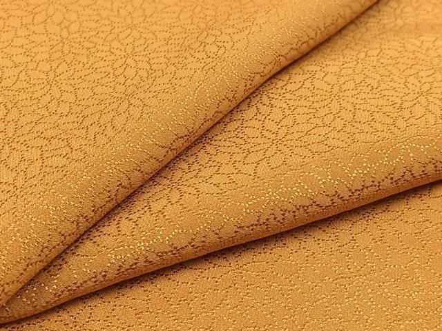 平和屋着物▽色無地 単衣 花尽くし地紋 小麦色 洗える着物 AABC7517jh