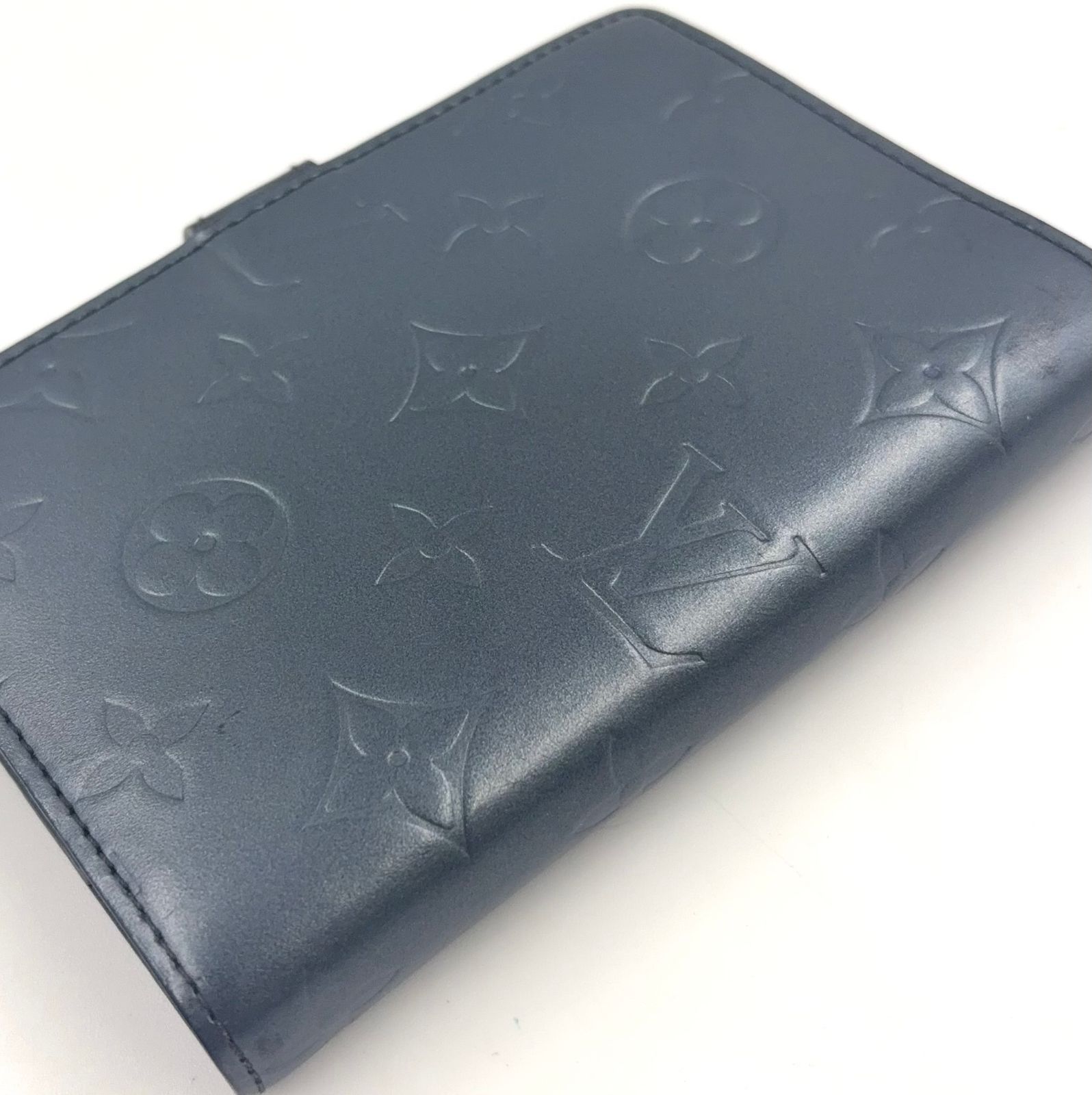 【極美品】ルイヴィトン 手帳ケース モノグラム アジェンダ 定規付き LOUIS VUITTON アジェンダPM モノグラムマット レザー ネイビー