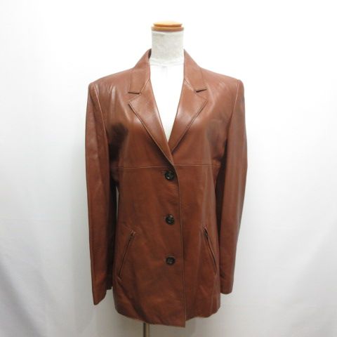 マックスマーラ ウィークエンドライン MAX MARA WEEKEND LINE 本革 レザー ジャケット パンツ セットアップ 40 茶 ブラウン 裏地付き 柔らかめ